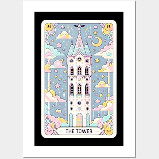 The Tower Tarot Card Cute Kawaii Pastel Goth Posters and Art